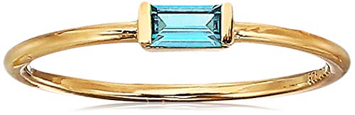 Amazon Essentials 18K Yellow Gold Plated Sterling Silver Cubic Zirconia Fashion Stackable Ring - color: Blue Topaz,December, size: 8
