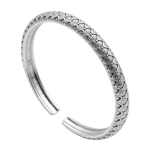 Kim Carrey S925 Sterling Silver Bracelet, Stacked Bracelets Open Bangle Cuff Design, Men's Gift Jewelry for My Man - style: Chainmail