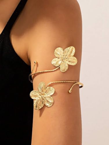 AIBFRID 3 Pcs Arm Cuff Jewelry for Women Adjustable Arm Cuff Bangle Band Armlet Upper Arm Cuff Bracelet - color: Blossom