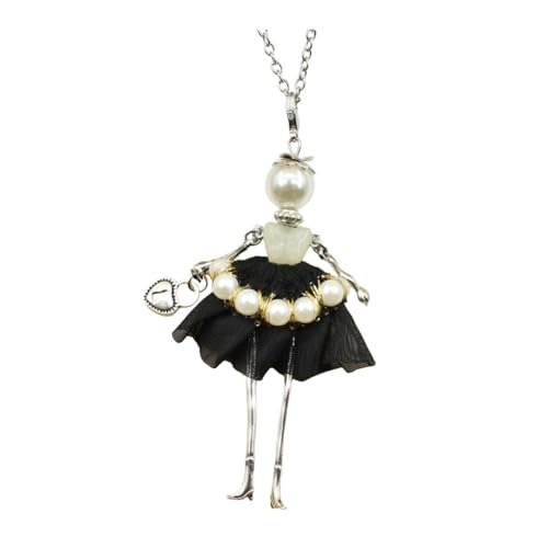 Crystal Paris Doll Necklace for Women, Handmade Cute Dress Long Chain Pendant Necklace Prom Costume Jewelry - style: 03