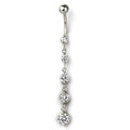 COOLSTEELANDBEYOND Belly Chain Belly Button Ring Body Jewelry Piercing Navel Ring with Long Dangle Cubic Zirconia - color: A-Metal Color:Silver; Stone Color:White