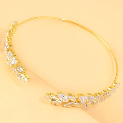 Gold Rhinestone Arm Cuff Bracelet for Women Adjustable Sparkly Upper Arm Cuff Wedding Party Jewelry - color: A2:gold arm cuff