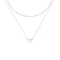 OGD Gold Necklace for Women, Bow Necklace 14K Layered Gold Necklace Dainty Bow Pendant Choker Necklace Trendy Bow Necklace Gold Chain Necklaces for Women Jewelry Gift - color: Silver Bow-2PCS