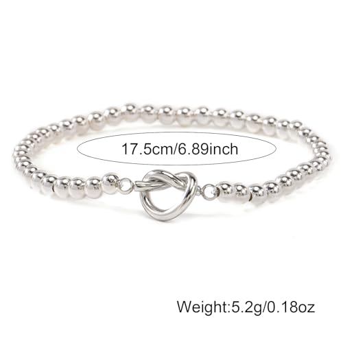 Matching Bracelets for Couple,Gold Silver Beaded Heart Couples Bracelets,Raomantic Relationship Promise Jewelry Gifts for Her - color: Heart