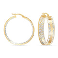 LeCalla 925 Sterling Silver Hoop Earrings for Women | 14K Gold-Plated & Rose Gold-Plated Diamond-Cut Hoop Earrings | Textured Click-Top Hoops Earring Jewelry - color: Silver DC Textured-30MM