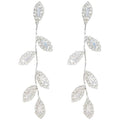 Dangling Earrings for Women Bridal Earrings for Wedding Rhinestone Wedding Prom Anniversary Delicate Leaf silver drop Earrings Long Earrings- Elegant Earrings - color: 01 Leaf Silver
