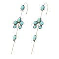 Turquoise Ear Wrap Crawler Hook Stud Earrings for Women Girls Silver Plated Blue Birthstone Flower Long Bar Piercing Ear Cuffs Boho Statement Earrings Bohemian Indian Bollywood Wedding Birthday Christmas Jewelry Gifts - style: U Shaped