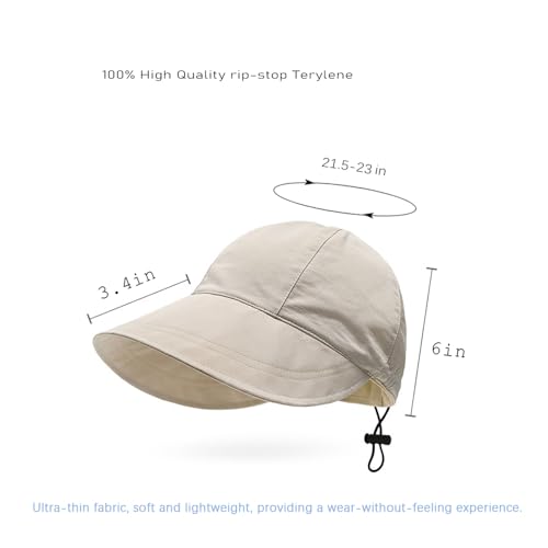 huablo UPF 50+ Womens Sun Hat Wide Brim Sun Hat UV Protection Hiking Fishing Hat Adjustable Head Circumference for Easy Carry - color: Beige