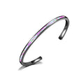 CiNily Womens Cuff Bracelet,Opal Bangle Bracelets Gold Plated Hypoallergenic Ladies Gemstone Open Cuff Bangle Bracelet - color: thin open cuff bracelet-black purple