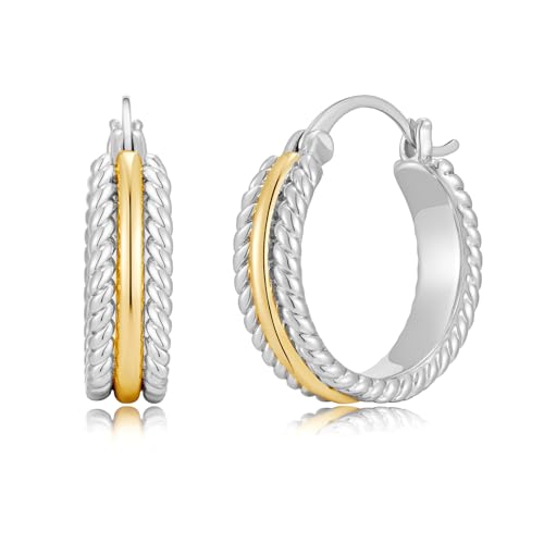 Chunky Gold Hoop Earrings for Women - 14k Gold Plated Twisted Rope Thick Hoops, Lightweight Hypoallergenic Small Hoop Earrings, Trendy Fashion Jewelry Gifts - color: mix metal