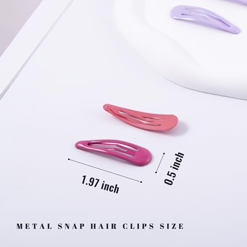 20 PCS Metal Snap Hair Clips Water Drop No Slip Barrettes for Women Bright Small Hair Clips For Thick And Thin Fine Hair,Purple Orange Blue Red,1.97 x 0.5 In. - color: Purple Orange Blue Red