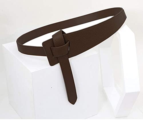 ALAIX Women's Leather Belt Dress Belt for Jeans Jumpsuit Coat Fashion Tie a Knot Genuine Leather Waist Belt - color: Coffee, size: Waist Size up to 39 inches