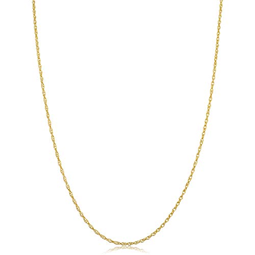 Kooljewelry Womens Classic Rope Chain - 10k Yellow Gold Barely-There Necklace, Thin Lightweight - size: 18 inch, style: 1.3 mm wide