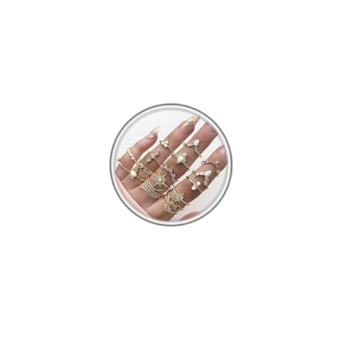Boho Stackable Rings for Women Trendy Knuckle Joint Finger Knuckle Nail Ring Sets Simple Star Moon Stack Preppy Statement Rings Cute Stuff - style: I-9