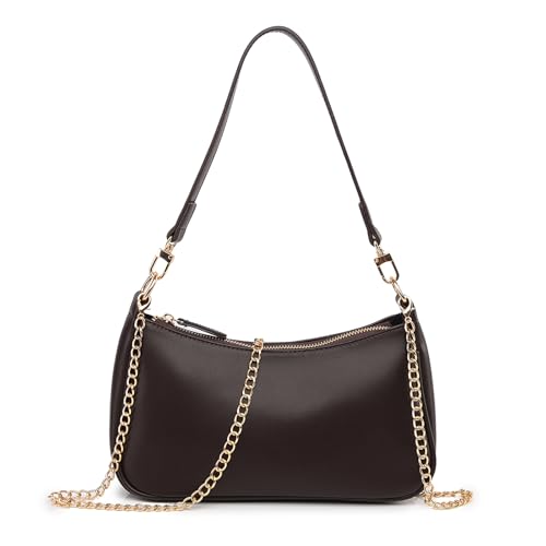 Shoulder Bag for Women with 2 Removable Straps and Zipper Closure Crossbody Bags Clutch Tote HandBags Purses | with 2 Removable Straps - color: Coffee Color