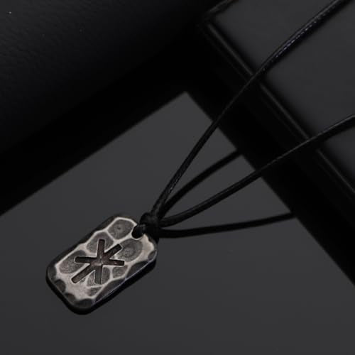 Ankiyabe Stainless Steel Norse Viking Rune Pendant with Adjustable Braided Rope Good Luck/Love/Strenght/Health Viking Symbol Necklace for Men Women - color: STRENGTH