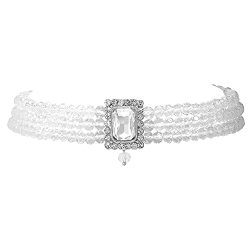 Aheli Ethnic Choker Necklace Earrings Wedding Bollywood Party Jewelry Set Gift for Women - color: White 1