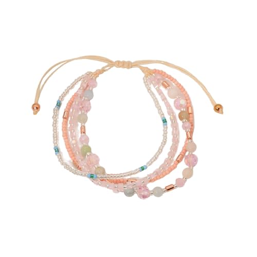 Fuqimanman2020 Boho Braided Beaded Ankle Bracelets Handmade Adjustable Beach Wrap Bracelet Draw String Anklets Bracelets Gifts for Women - color: Pink