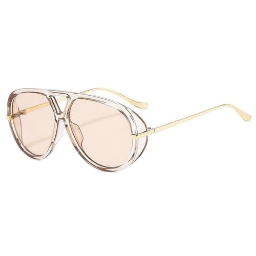 Trendy Oversized Pilot Sunglasses Women For Men Round Sun Glasses Vintage Big Frame Shield Shades Men Punk Sunglasses - color: C11