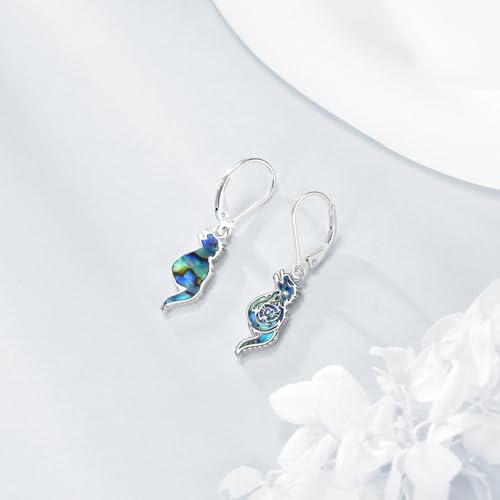 TIGER RIDER Abalone Shell 925 Sterling Silver Dangle Earrings Lightweight Filigree Dangle Drop Earrings for Women - style: Dragon