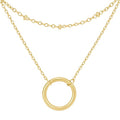 Minimalist Stainless Steel Single or Two Circular Hammered Texture Pendant Necklace for Women, 14K Gold/Silver/Rose Gold Plated Hypoallergenic Stackable Layered Collarbone adjustable Chain Necklace, Dainty Layering Necklace Jewelry Gift - style: Gold Sing