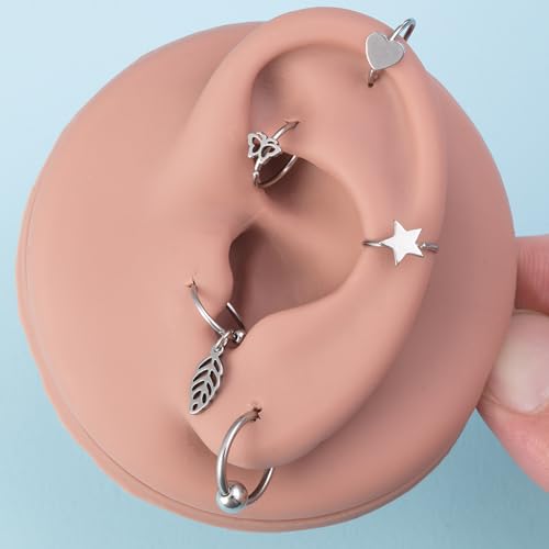 50Pcs Punk Eyebrow Nose Septum Earrings Tragus Cartilage Helix Daith Stud Lip Labret Rings Body Jewelry Set Stainless Steel Body Piercing Jewelry For Women Ornaments