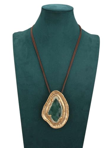 JAOYU Boho Necklace for Women Large Pendant Necklace Boho Long Choker Leather Gold Necklace Vintage Earthy Jewelry Trendy - style: Boho Choker Necklace
