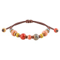 MINACHI Bohemian Colorful Ceramic Bead Adjustable Leather Bracelet, Boho Hippie Summer Jewelry Gift for Women - color: S03