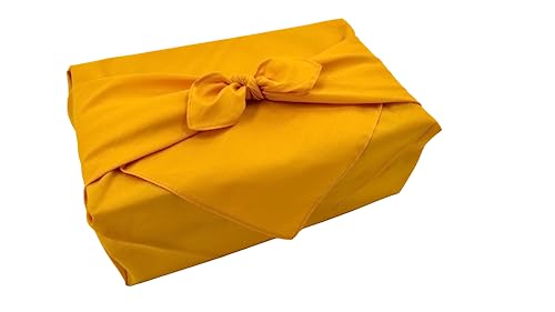 100% Cotton Bandana 27x27 Large Solid Head Scarf for Men Women Thick Opaque Reusable Wrapping Cloth Gift & Lunch - color: Yellow Single