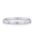 PAVOI Waterproof Bracelet for Women - 14K Gold Plated Bangle with Cubic Zirconia - Stainless Steel Hinge Bracelet Jewelry Gifts - color: White Gold, size: 7 Inches