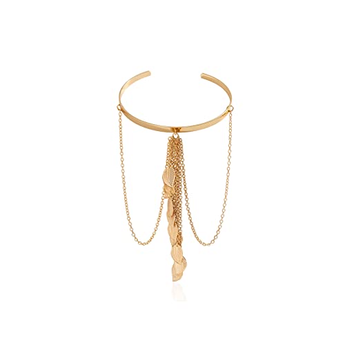 Frodete Upper Arm Cuff for Women Boho Minimalist Armlet Jewelry Outfit Accents Summer Beach Costume Party Dress Accessories Gift - color: F:Gold Arm Cuff Leaf