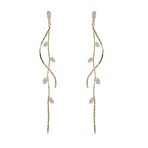 Crystal Drop Earrings,Zirconia Rhinestone Dangling Earrings for Women Prom Party Jewelry Gifts， Dangle Fashion Jewelry Crystal Earrings for Women - color: Gold