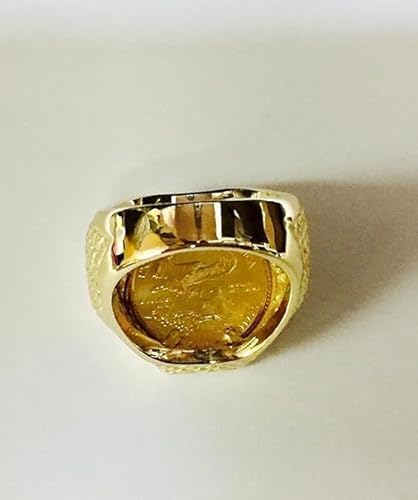 Pretty Jewels08 Men's Engagement Ring, 925 Sterling Silver, American Liberty Coin, 14k Yellow Gold Finish - color: White