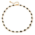 Beaded Choker Necklaces for Women 18k Gold Plated Dainty Gold Choker Necklaces for Women - style: Black Oval 23