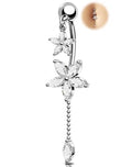 Melighting 14G Lotus Belly Button Ring, Dangle Belly Ring Surgical Steel 316L, Reverse Navel Piercing Jewelry, 10 mm Silver Flower Body Jewellery for Women - style: Lotus