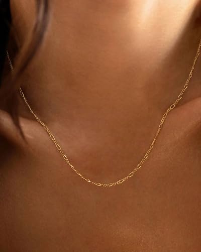 Gold/Silver Chain Necklace for Women Trendy - 925 Sterling Silver Dainty Waterproof Hypoallergenic Sturdy 18K Gold Plated Necklaces Jewelry Gift 14-20 Inch - color: 18K Gold Plated, size: 16"+2"