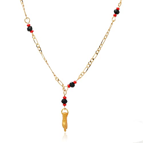 Caiyao Azabache Hand Figa Charm Stainless Steel Link Chain Bracelet Pendant Necklace Drop Dangle Earring Set for Women Men Kabbalah Amulet Protection Good Luck Jewelry - color: C gold