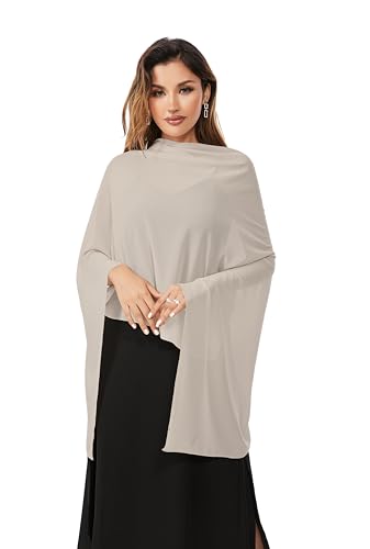Shawls and Wraps for Evening Dresses Sheer Chiffon Women Elegant Soft Silky Sparkly Wedding Bridal Scarf - color: Champagne B