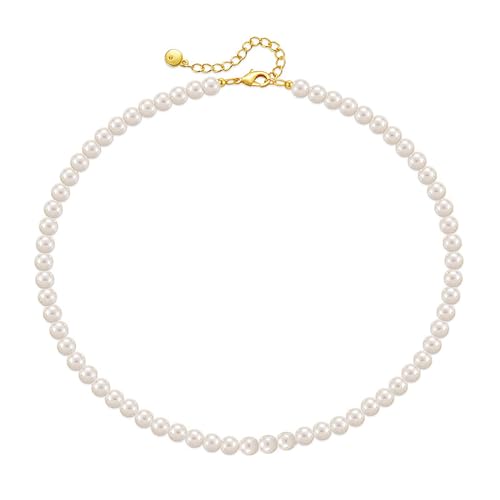 Beaded Choker Necklaces for Women 18k Gold Plated Dainty Gold Choker Necklaces for Women - style: pearl choker