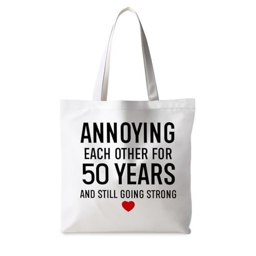 Motivational Canvas Tote Bag,Positive Affirmation Gifts for Women Men Reusable Grocery Shopping Tote Bag Purse - color: 50 Years