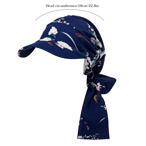 XYIYI Chemo Headwear for Womens Cancer Patients, Head Scarf Chemotherapy Headwraps Hat - color: Navy Blue Flowers