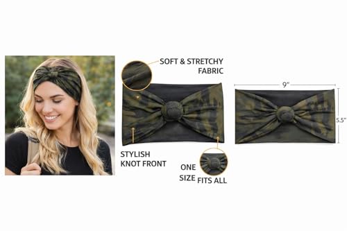 Satin Lined Knot Headband for Women – Wide Stretch Fabric Head Wrap with Twist Knot, Soft Ribbed Jersey, Comfortable Non-Slip Hair Band Protects hair from damage and breakage. (Camo) - color: Camo