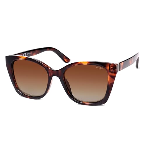 SOJOS Vintage Oversized Cateye Sunglasses Womens UV400 Large Designer Shades Lentes De Sol Para Mujer SJ2634 - color: Yellow Tortoise/Brown Lens