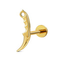 FINE4U 1PC ASTM F136 Titanium Internally Threaded Piercing Jewelry Stud 16G 6mm 8mm for Helix, Tragus, Conch, Flat - color: Dagger - Gold