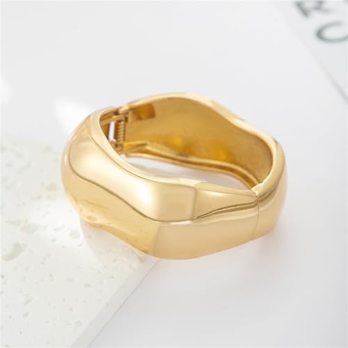 YMBYCM Gold Chunky Bangle Bracelets for Women Trendy Wide Chunky Cuff Bracelets Wrap Bracelet - style: D-G