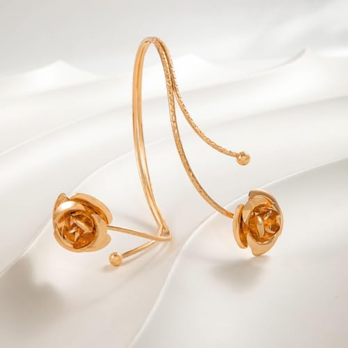 Pingyongchang Arm Cuff Upper Arm Band Cuff Bracelet Bangle for Women Silver Gold Boho Adjustable Flower Butterfly Sun Moon Armband Set Birthday Friendship Gift Holiday Beach Jewelry - style: G Gold