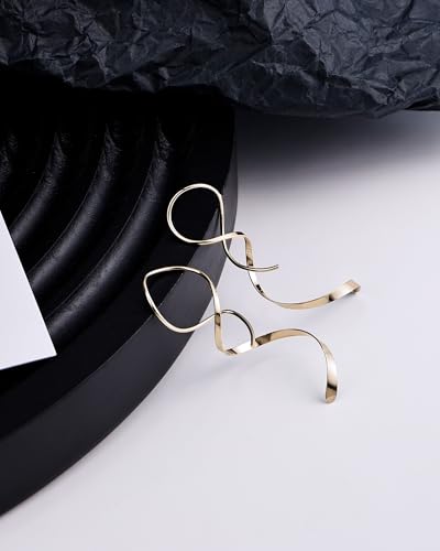 Handmade Spiral Threader Earrings Sterling Silver Hypoallergenic Twisted Pull Through Drop Dangle Earrings for Women - Silver & Gold - color: Long Gold