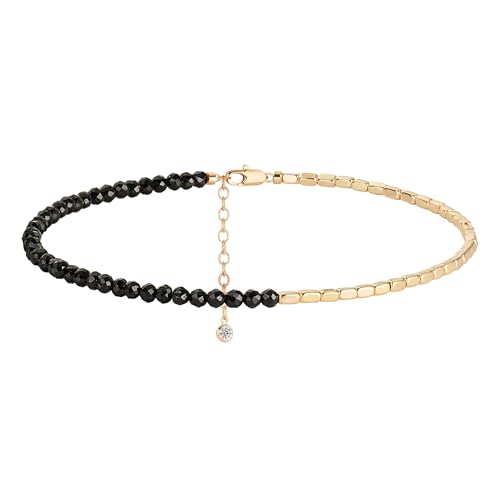 MYEARS Women Beaded Bracelet Gold Gemstone 14K Simple Dainty Handmade Chain Everyday Boho Beach Jewelry - style: Spinel
