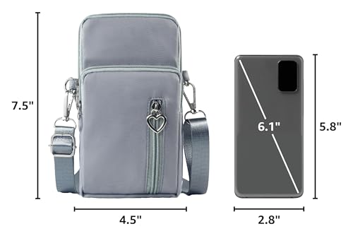 JANKS Small Crossbody Bag for Women - Mini Phone Purses with Crossbody Strap and Wallet - Nylon Arm Bag - color: A-grey