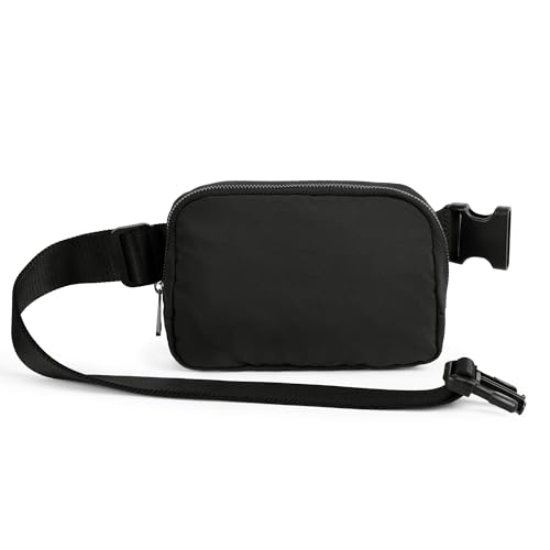 ODODOS Unisex Mini Belt Bag with Adjustable Strap Small Fanny Pack for Workout Running Traveling Hiking, Black - color: Black